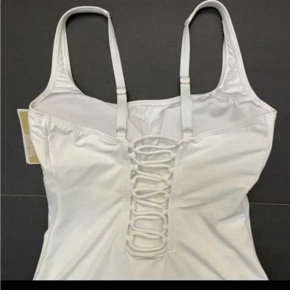 MICHAEL KORS BACK LACE UP ONE PIECE SWIMSUIT WHITE SWIMWEAR SIZE 8, 14 new!!! - Picture 9 of 16